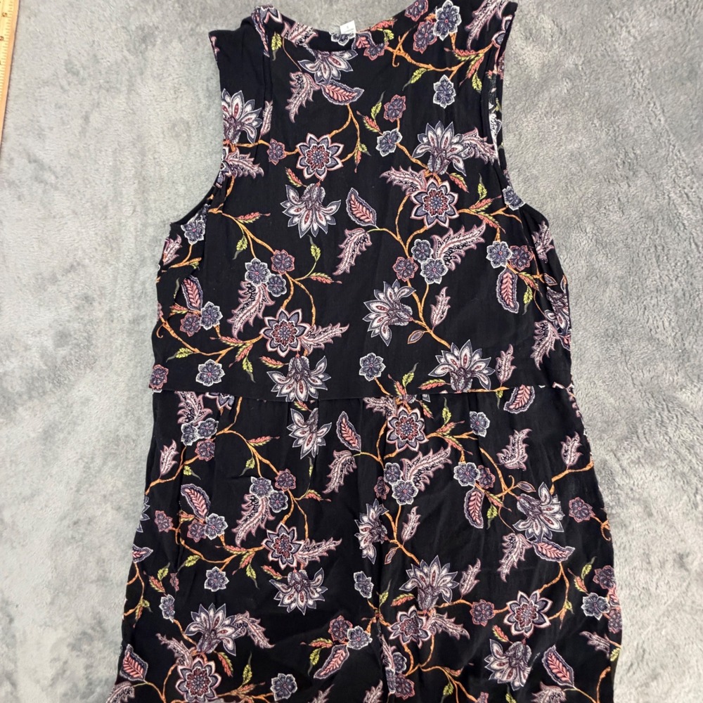 J. Jill Womens Black Paisley Floral Sleeveless Button Front Tiered Top Small - Picture 7 of 8